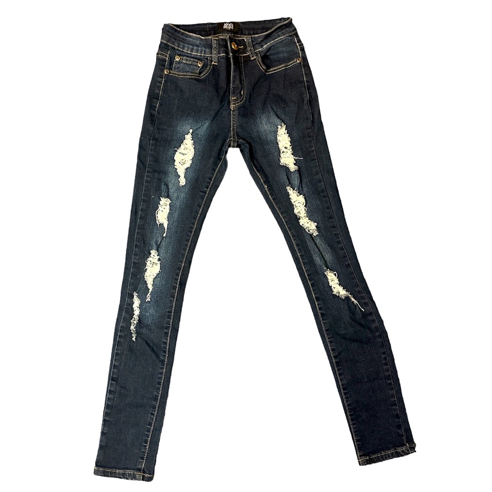 MAO Dark Wash Distressed Skinny Jeans